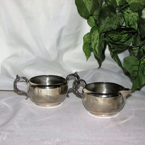 Vintage Silver Plate Creamer & Sugar Bowl Viking Canada - Picture 2 of 6